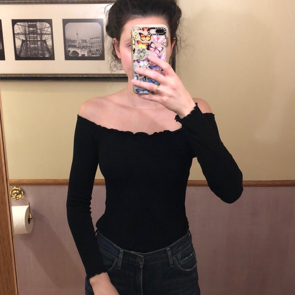 Never worn ASOS ruffled top black bodysuit